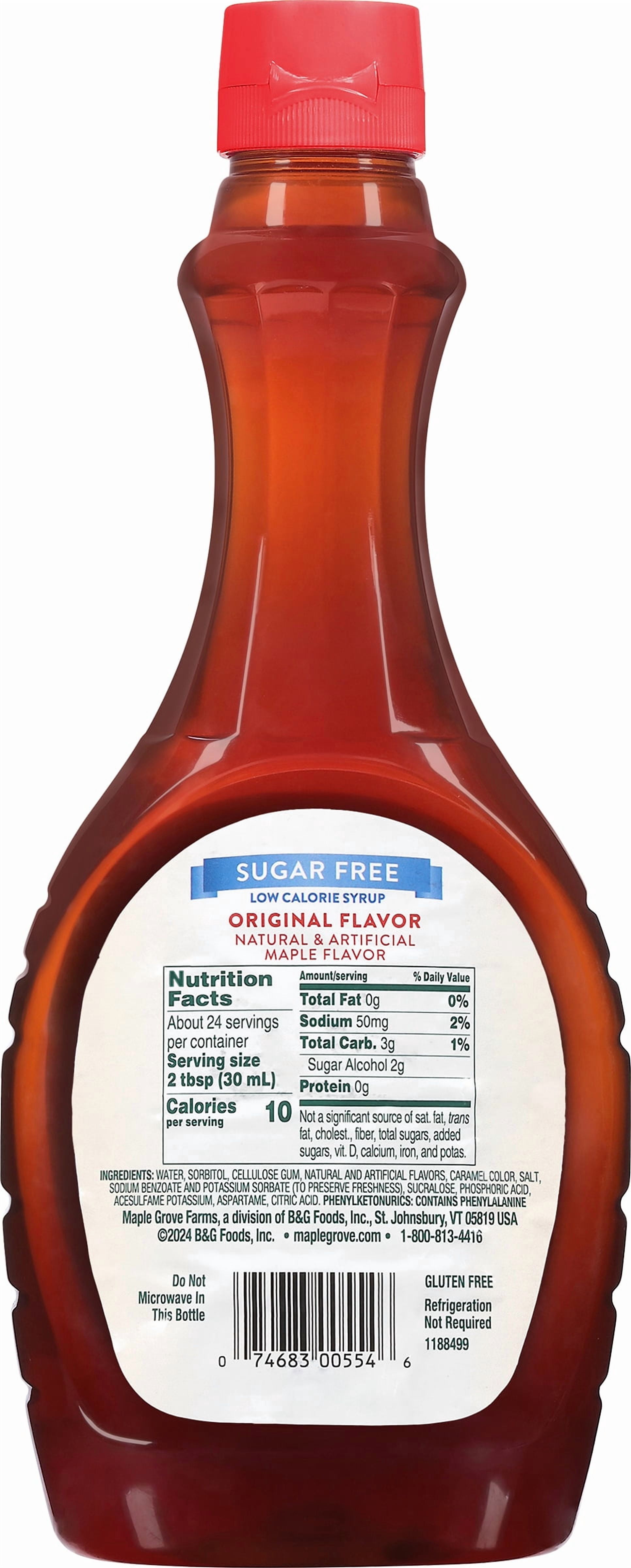 Maple Grove Farms Sugar Free Maple Flavor Syrup, Low Calorie Syrup, Gluten-Free, 24 fl oz Bottle