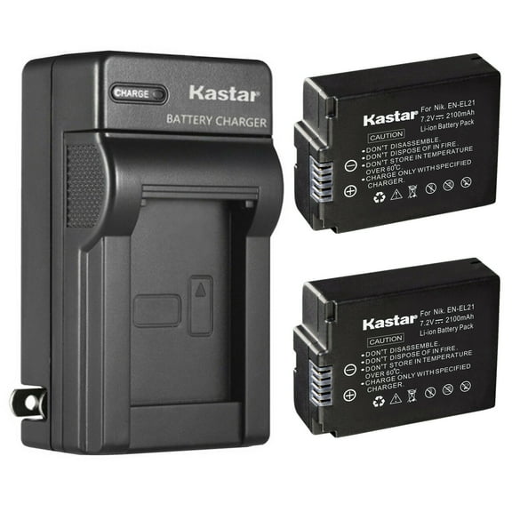 Kastar 2-Pack Battery and AC Wall Charger Replacement for Nikon EN-EL21 ENEL21 Battery, Nikon MH-28 MH28 Charger, Nikon 1 V2 Digital Camera, Nikon 1V2 Digital Camera