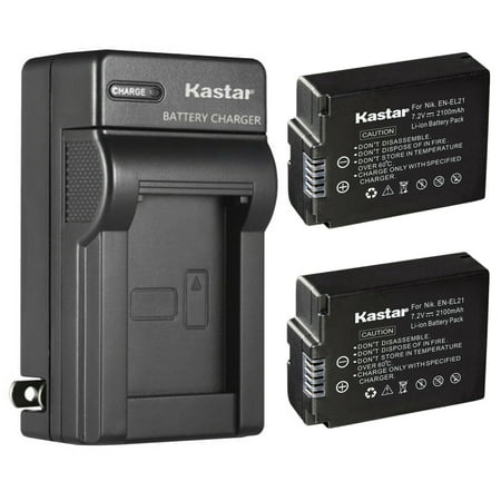 Image of Kastar 2-Pack Battery and AC Wall Charger Replacement for Nikon EN-EL21 ENEL21 Battery Nikon MH-28 MH28 Charger Nikon 1 V2 Digital Camera Nikon 1V2 Digital Camera