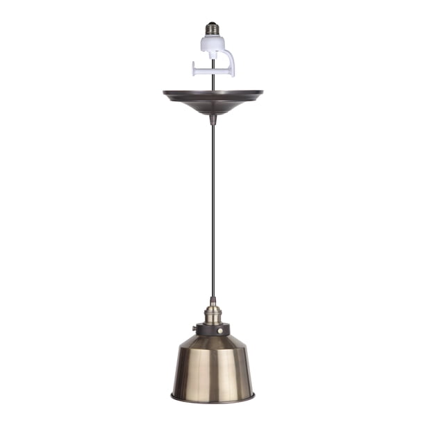 Instant Pendant Recessed Light Conversion Kit Brushed Brass Metal Shade Walmart Com Walmart Com