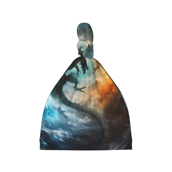 Picia Red And Blue Flame Wave Dragon Printed Preemie Hats for Baby Girls Cotton Premature Knot Hats Newborn Hospital Cap Warm Knot Beanie Nicu for Preemie Girls and Boys