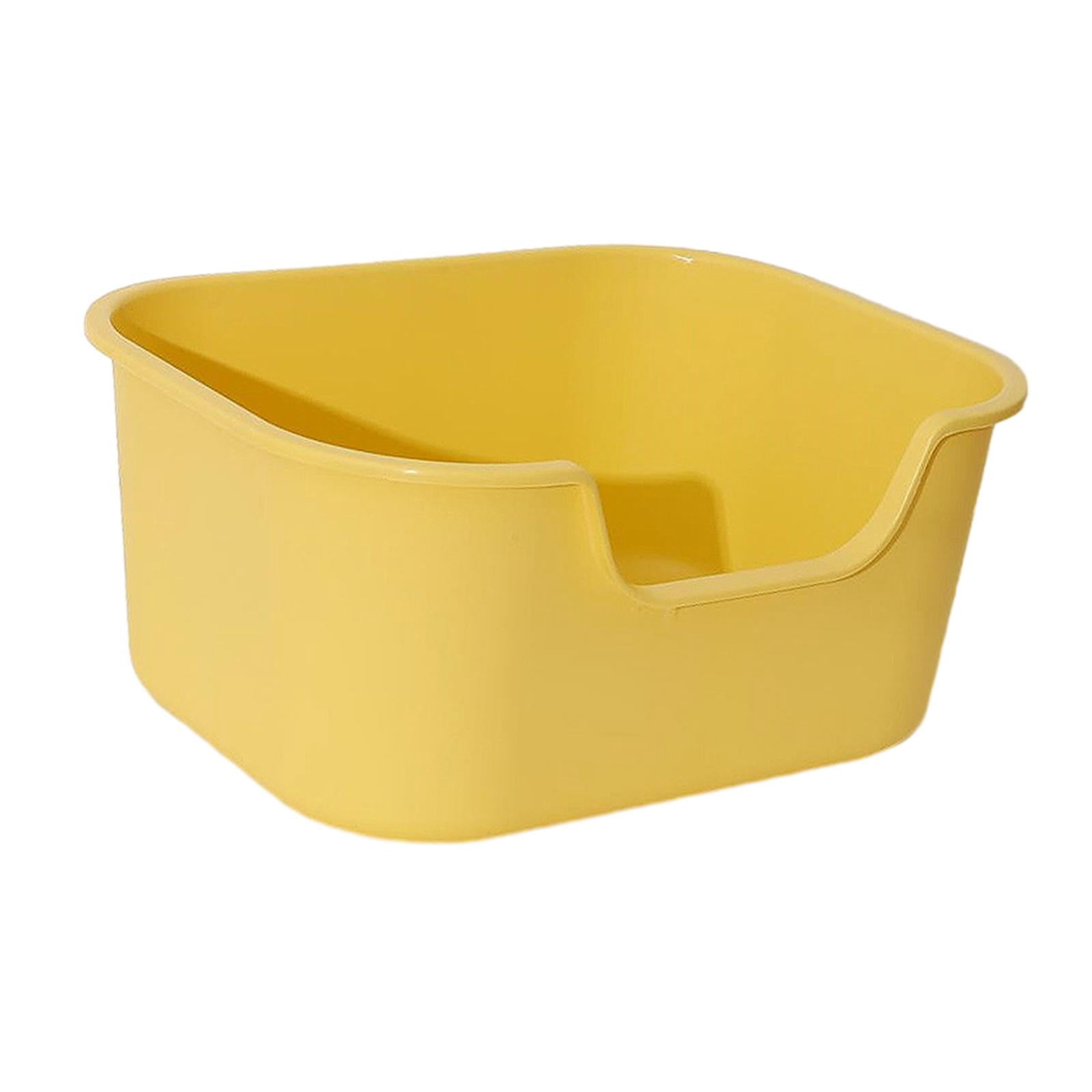 Open Litter Box Kitten Toilet Splashproof Portable Cat Toilet for Small Pets yellow
