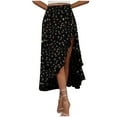 thumbnail image 2 of Mqqzkk Flower Printed Skirts For Women Slit Split Ruffle Long Skirts High Waisted Summer Flowy Maxi Skirts Fashion A Line Skirts, 2 of 4