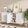 thumbnail image 3 of Fluted Sideboard Buffet Cabinet with Storage, Modern 4 Door Fluted Credenza Accent Cabinet Buffet Cabinet with Adjustable Shelves, Bar Cabinet Cupboard for Home & Kitchen Dining Room, 3 of 7