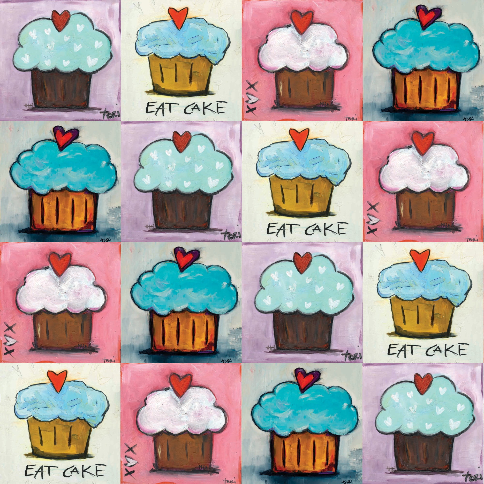 Marmont Hill Cupcake Collage Painting Print on Wrapped Canvas