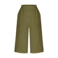 thumbnail image 7 of Kaemgyyd Womens Pants Lightweight Wide Leg Flowy Capris Lounge Elastic Waist Ladies Vacation Beach Cropped Trousers with Pockets, 7 of 7