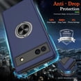 thumbnail image 5 of Pixel 6A Case, Google Pixel 6A Case with HD Screen Protector, Shockproof Google Pixel 6A Phone Case with 360° Magnetic Ring Holder Kickstand Phone Case for Google Pixel 6A Blue, 5 of 15