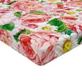 thumbnail image 4 of Ambesonne Blooming Roses Fitted Sheet, Daisy and Rose Print, California King, Pastel Pink Fern Green, 4 of 5