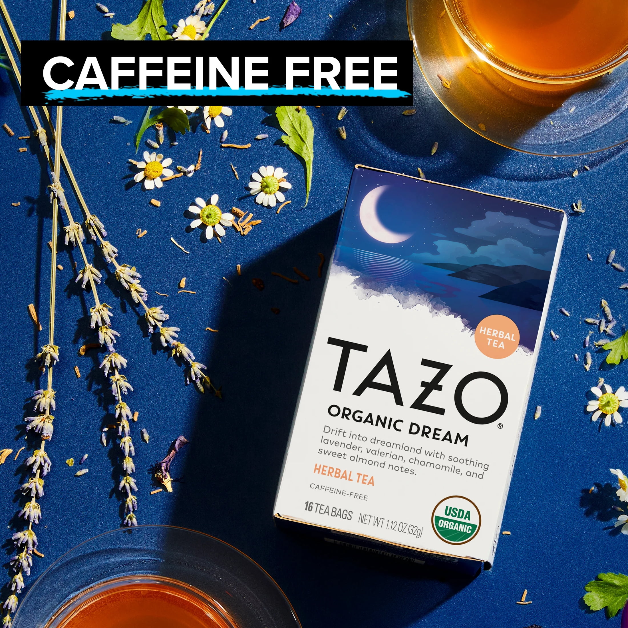 TAZO Organic DREAM Herbal Tea Bags, Caffeine-Free Bedtime Tea, 16 Ct, Pack of 6