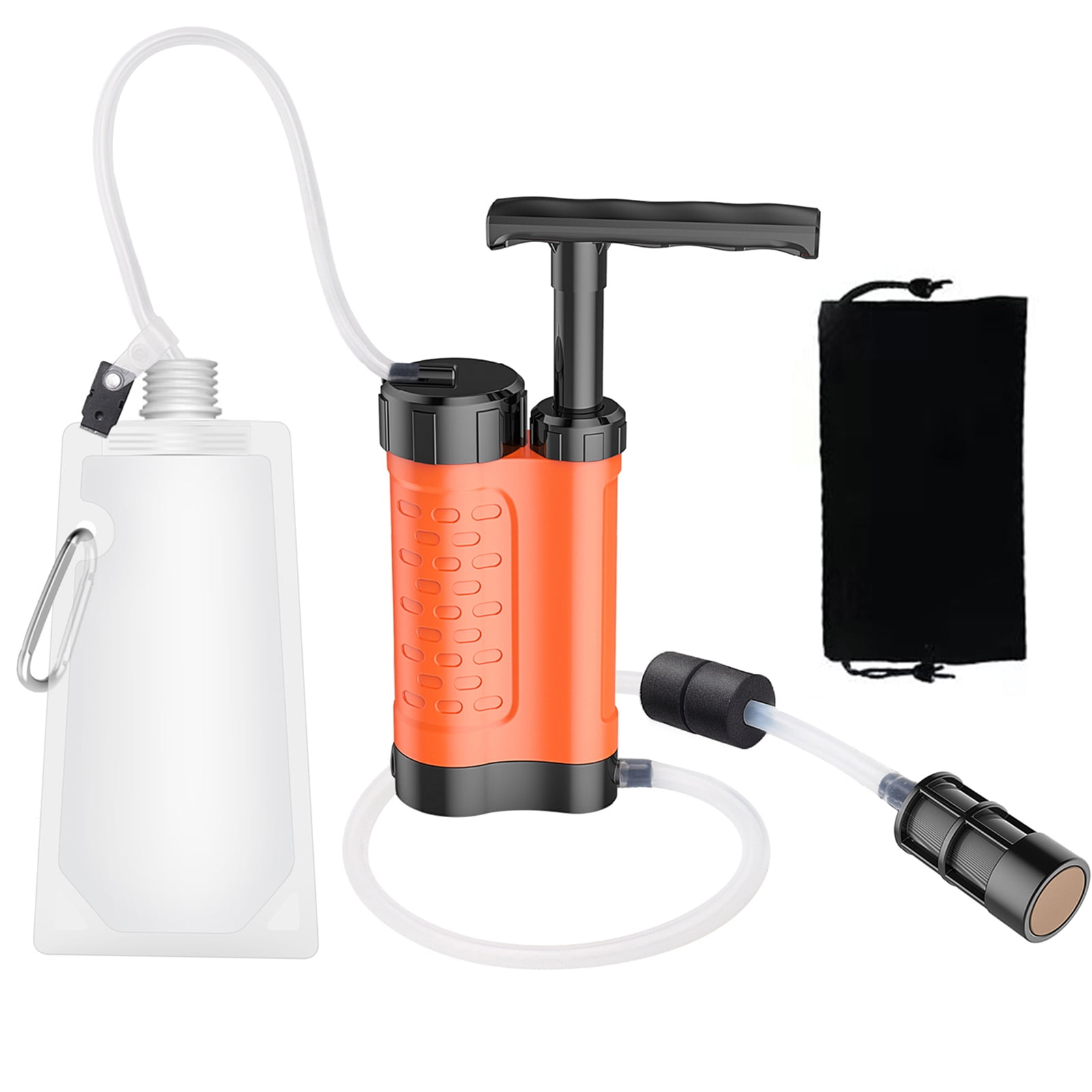 Portable Water Filter Purifier Pump w/ Hose for Outdoor Survival Camping Hiking 