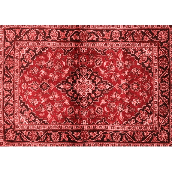 Ahgly Company Indoor Rectangle Medallion Red Traditional Area Rugs, 7' x 10'