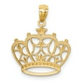 thumbnail image 3 of 14K Yellow Gold White Rhodium Open Back Polished Solid Diamond Cut Finish Filigree Crown Design Charm Pendant, 3 of 4