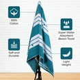 thumbnail image 3 of BNM Cotton Striped Oversized Beach Towel, 34" x 64", Turquoise, 3 of 10