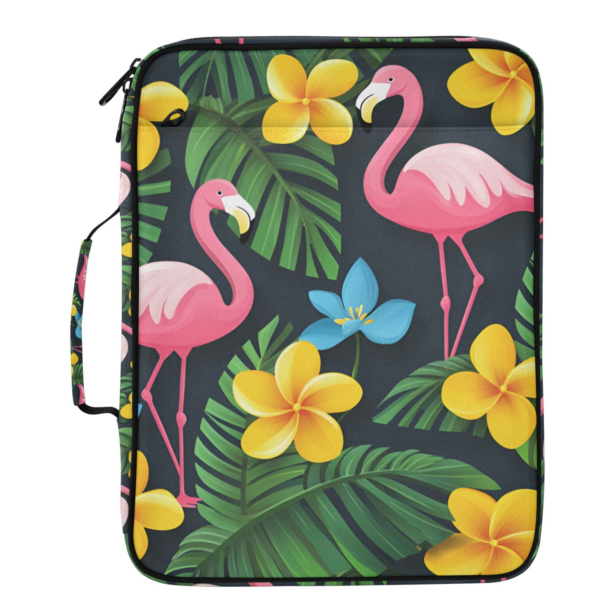 FORMRS Accordion File Folder A4 Size 7-Pocket Expanding Document Organizer Bag with 3 Ring Binder, Flamingo Floral Pattern