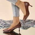 thumbnail image 2 of Modisza Women's Dress Low Heel Pumps Shoes Comfortable Walking Slip on Work Sandals Summer Pointed Toe Heeled Stiletto Brown size 8, 2 of 8