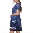 thumbnail image 2 of Picia Enchanted Forest Stag Gathering Pattern Women's Short Sleeve Summer Dress Pleated Loose Swing Knee Length Short Sleeve Swing Dresses, 2 of 6