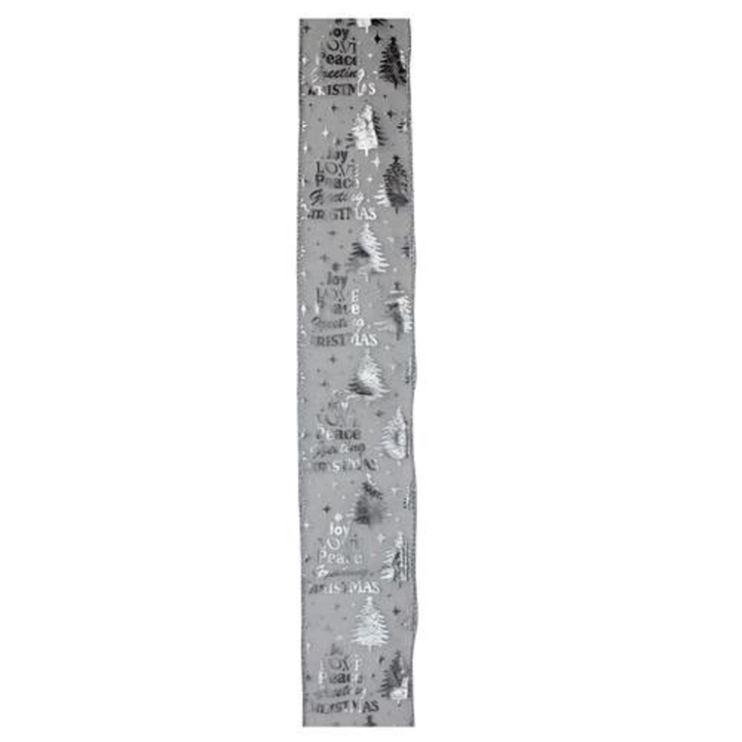 Silver Wired X-Mas Words Craft Ribbon