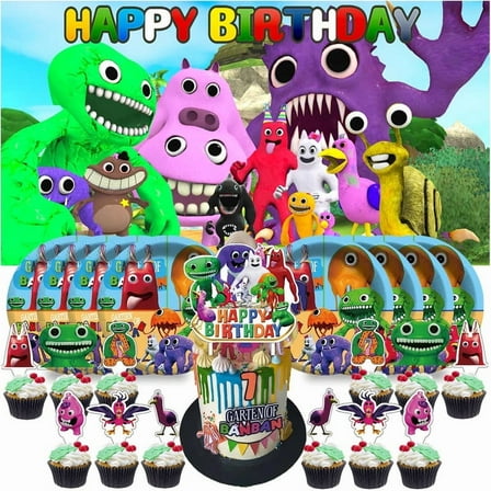 Garten of banban Plates Birthday Supplies Decorations Decor Backdrop Banner Cake Topper Fans
