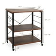 thumbnail image 4 of Giantex Bakers Rack 3-Layer Microwave Stand, Kitchen Rolling Cart with 4 Universal Wheels and 10 Removable Hooks, Coffee Cart Shelf Organizer for Kitchen, Living Room, Entryway, Rustic Brown, 4 of 8