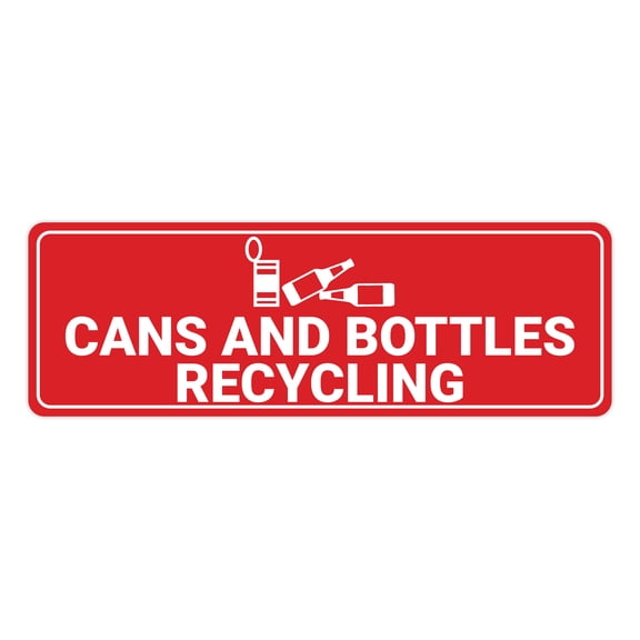 Signs ByLITA Standard Cans and Bottles Recycling Sign (Red) - Large