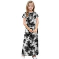 thumbnail image 5 of ATOGUTA Girls Ruffled Dresses Short Sleeve Floral Print Loose Casual Long Maxi Dress with Pockets Black, Size 4-14 Years, 5 of 5