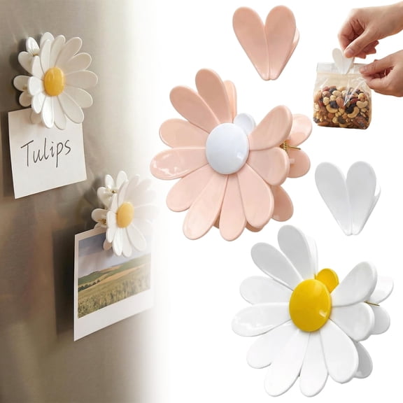 Cherry-Shaped Magnetic Food Clip & Fridge Magnet, Flower Bag Sealing Clips with Strong Magnets for Kitchen and Home Organization