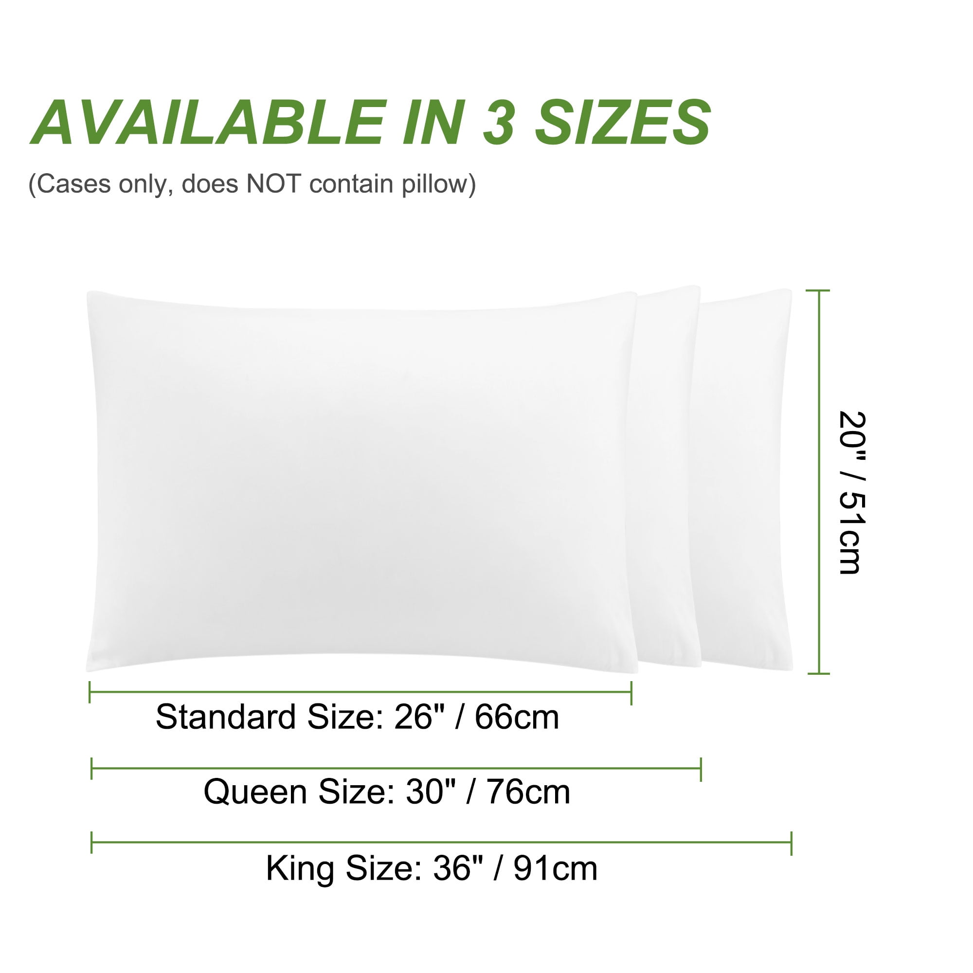 Unique Bargains 2Pc Breathable Zipper Closure Pillowcases White King
