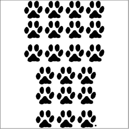 Decal Sticker Set ((3.5x3.5) Set of 21 Animal Paw Prints wall saying vinyl lettering art decal quote sticker home)