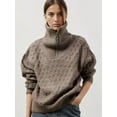 thumbnail image 6 of Women'S Sweaters 2025 Fall Winter Quarter Zip Casual Diamond Knit Pullover Coffee M, 6 of 10