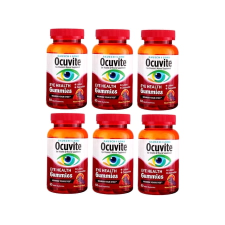 Ocuvite Adult Gummies, Protects Eye Health, Mixed Fruit Flavor, Dietary Supplement, 60 ct (Pack of 6)