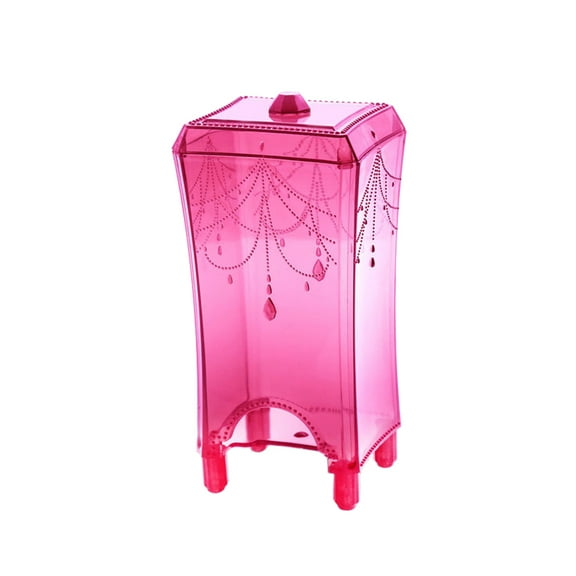 unbranded 1PC Cotton Pad Organizer Storage Case Square Container Makeup Holder Box (Transparent Pink)