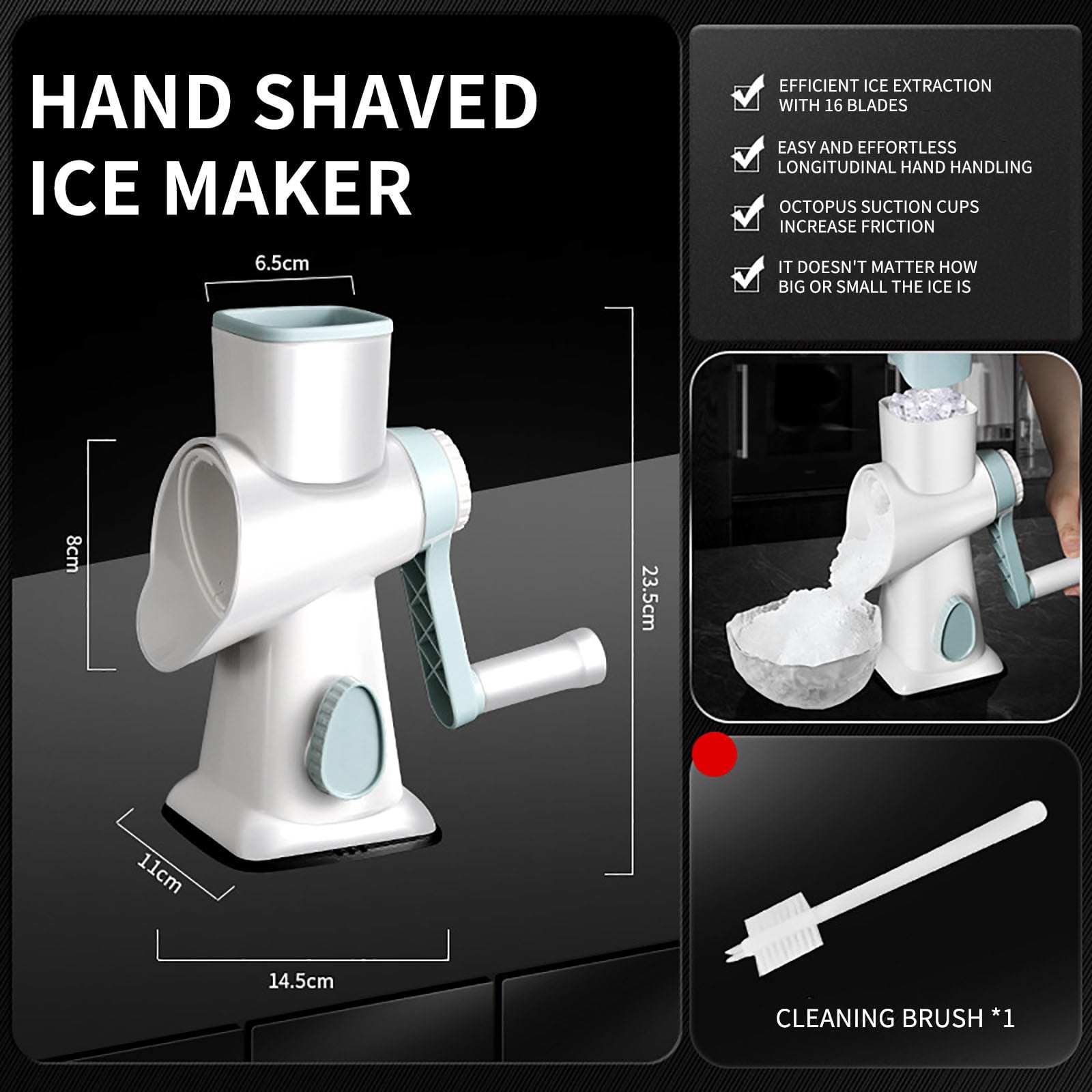 Cadorn 80g Small Household Ice Shaver & Blender, Multi - function Machine for Making Snow Ice, Smoothies, Crushed Ice