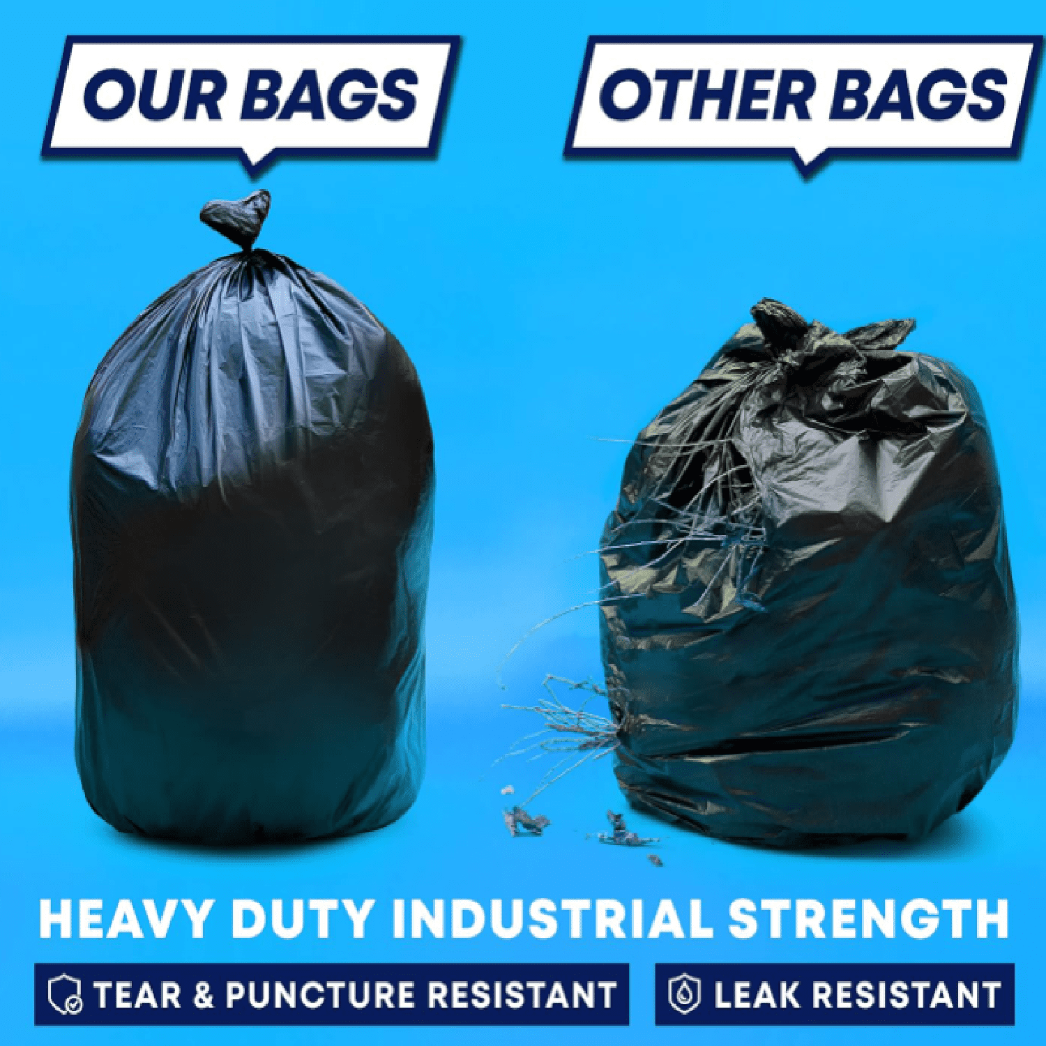 44-45 Gallon Trash Bags Heavy Duty, (Value 100 Bags w/Ties) Extra Large Black Trash Bags - 39 Gallon - 40 Gallon - 42 Gallon - 45 Gallon - Large Black Garbage Bags Heavy Duty