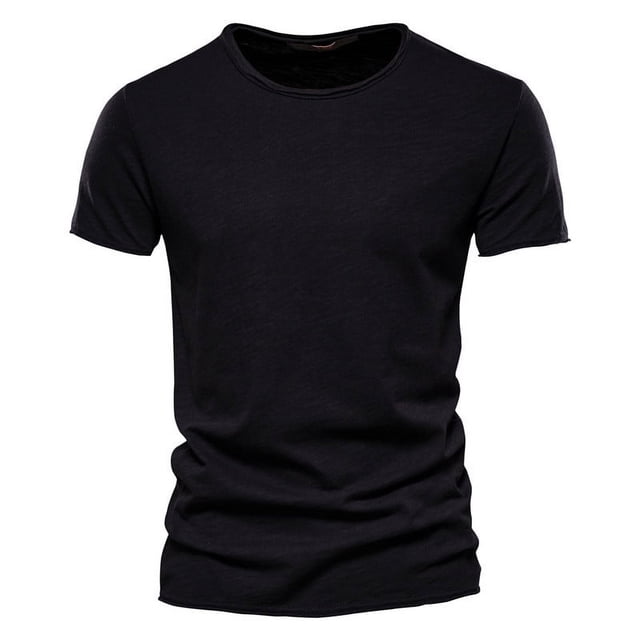 Camiseta 100% de algodón para hombre, camisetas finas informales de Fitness suaves para verano, ropa para el hogar para hombre, camiseta sólida de manga corta con cuello redondo para hombre