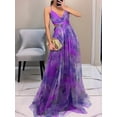 thumbnail image 4 of Women'S Floral Strappy Dress Low Cut Tie Front High Waist Slit Maxi Printed Summer Dress XXL, 4 of 6