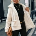 thumbnail image 3 of Winter Coat, Reversible Women's Fleece Jacket Long Sleeve Button Warm  For Parties For Outdoor Milky White XL, 3 of 8