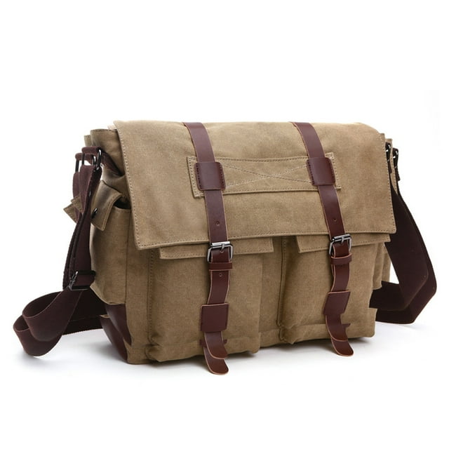 Mujeres Hombre Bolso Bolso Libro de la cámara Billetera de almacenamiento Crossbody Pack Gran capacidad Camping Flap Messenger Bolsos Múltiples bolsillos Khaki grande Methold AP004585-01