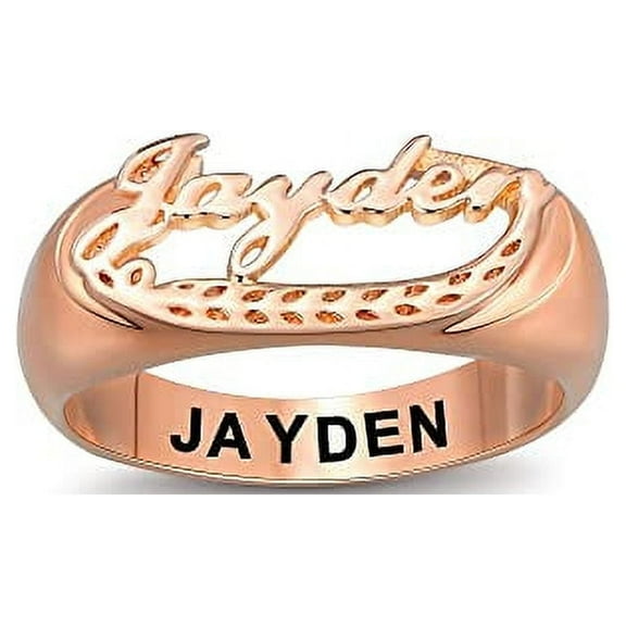 Customizable Sterling Silver Name Ring Custom Birthstone Engraved name ring - Personalized Gift for Her-Ccjcinata (Sterling Silver - Rose Gold Plated)