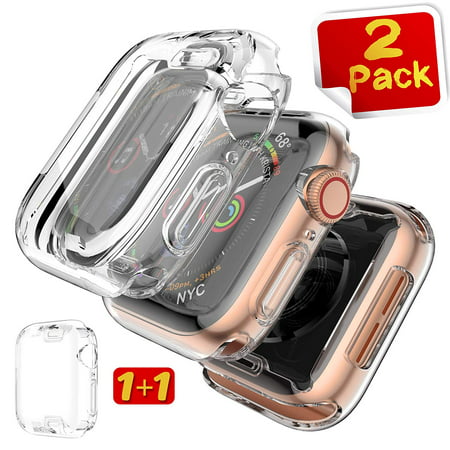 Apple Watch Waterproof Case, 2019 New iWatch Overall Protective Case TPU HD Clear Ultra-Thin Cover for Apple Watch Series 4[2-Pack], 44mm, (Best Waterproof Pack Cover)