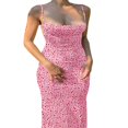 thumbnail image 4 of Robes Maxi à Bretelles Spaghetti pour Femmes, Robe Longue Moulante à Découpes, Sans Manches, Dos Nu, Coupe Ajustée, Fendue, Robe Maxi Jaune G, 4 of 7