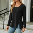 thumbnail image 3 of QUYUON Tunic Sweatshirt Winter Women's Long-Sleeve Fleece Sweatshirt Polyester Long Sleeve Crew Neck Solid Tunic Tops Style S-2979 Stretch Athletic Sweatshirts Ladies Straight Fit Shirts Black XL, 3 of 8