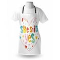 thumbnail image 3 of Engagement Party Apron Hippie Celebration Hearts Flowers Dots Rainbow Colored She Said Yes Quote, Unisex Kitchen Bib Apron with Adjustable Neck for Cooking Baking Gardening, Multicolor, by Ambesonne, 3 of 3