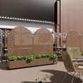 thumbnail image 4 of MAYEERTY 47*16*71"Outdoor Brown Metal Planter with Arch Louvered Climbing Trellis, Drainage hole & Wheels, 4 of 9