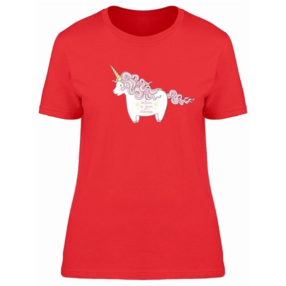 Pink Chubby Unicorn With Quote Tee Women's -Image by Shutterstock