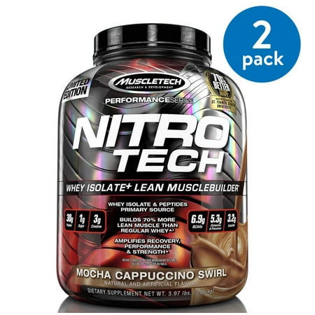 Nitro Tech Ingredients - (2 Pack) MuscleTech Nitro Tech Protein Powder, Mocha Cappucino Swirl, 4 Lb