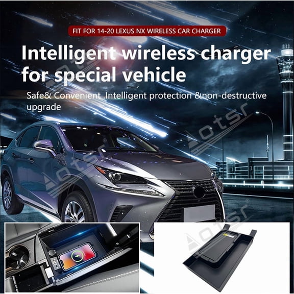 Aotsr AI car Auto wireless charger for Lexus NX200 2014-2020 Intelligent Infrared Fast Wireless Charging