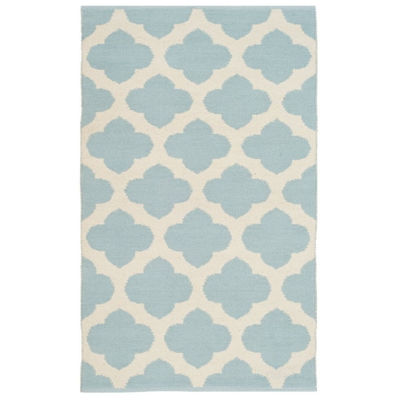 SAFAVIEH Montauk Proinsias Geometric Cotton Area Rug, Light Blue/Ivory, 2'6" x 4'