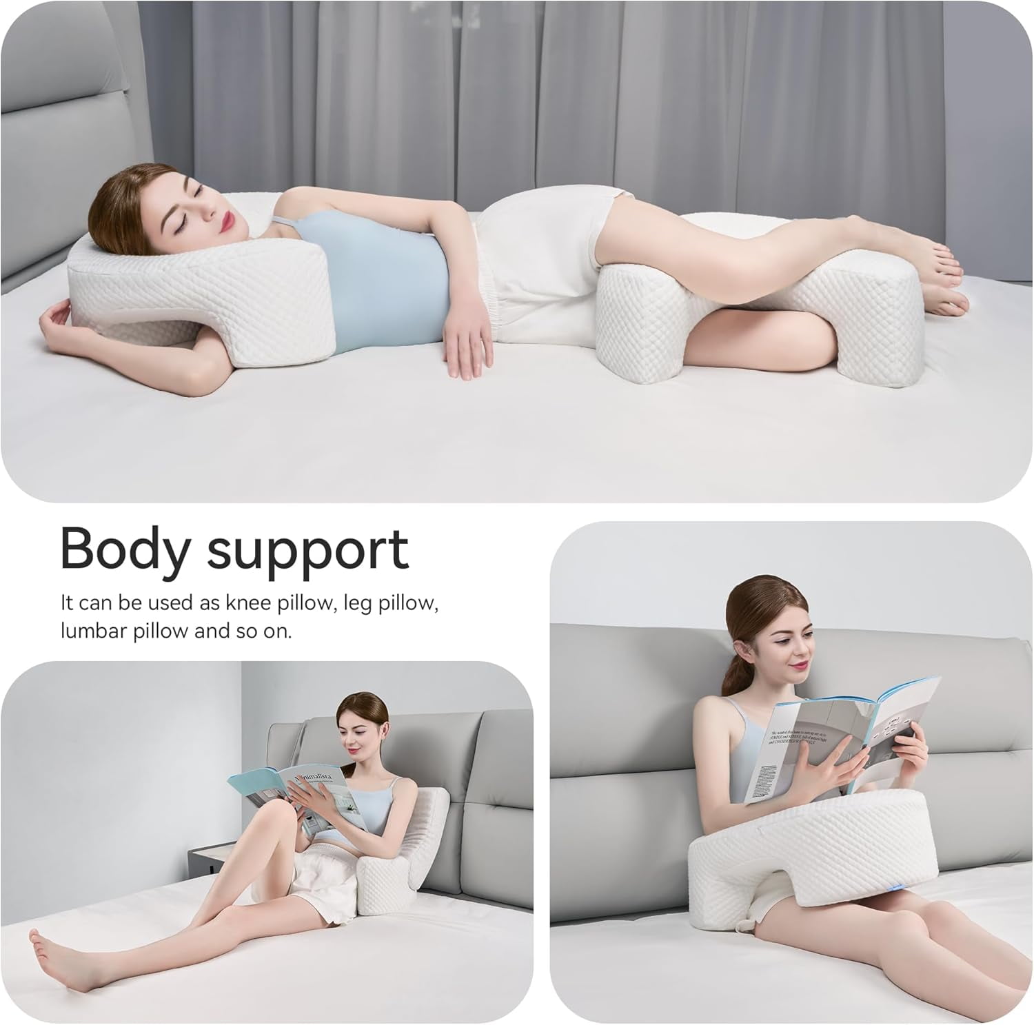 Side pillow with arm hole - memory foam pillow, used to relieve neck, neck, shoulder and rotating sleeve pain - ideal for side sleepers