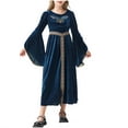 thumbnail image 3 of SERTG Girls Medieval Court Halloween Garb 2-Piece Long Sleeve Dress with Sash Pretend Play Regal Cosplay Outfit for Kids 5-12 Years(Blue,7 Years), 3 of 5