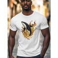 thumbnail image 2 of Killer Whale Men's T Shirts Fire T-Shirt for Men Cartoon Crew Neck Tees Cotton Tops, White, M, 2 of 7